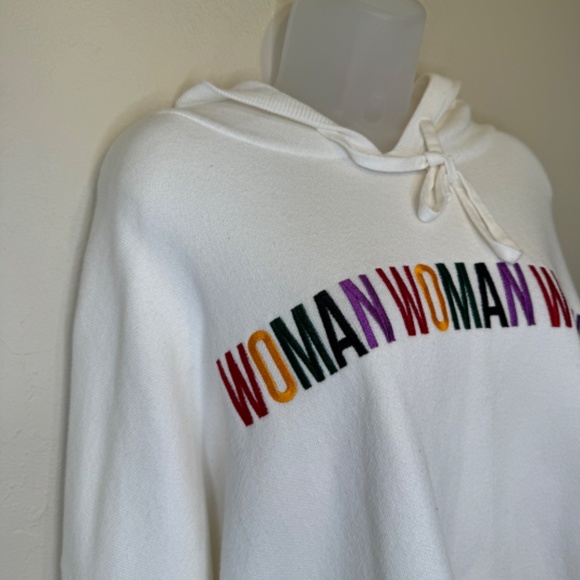 F21 Plus Size Woman Embroidery Empowerment Feminist IWD Knit Sweater Crop Hoodie - Picture 6 of 14